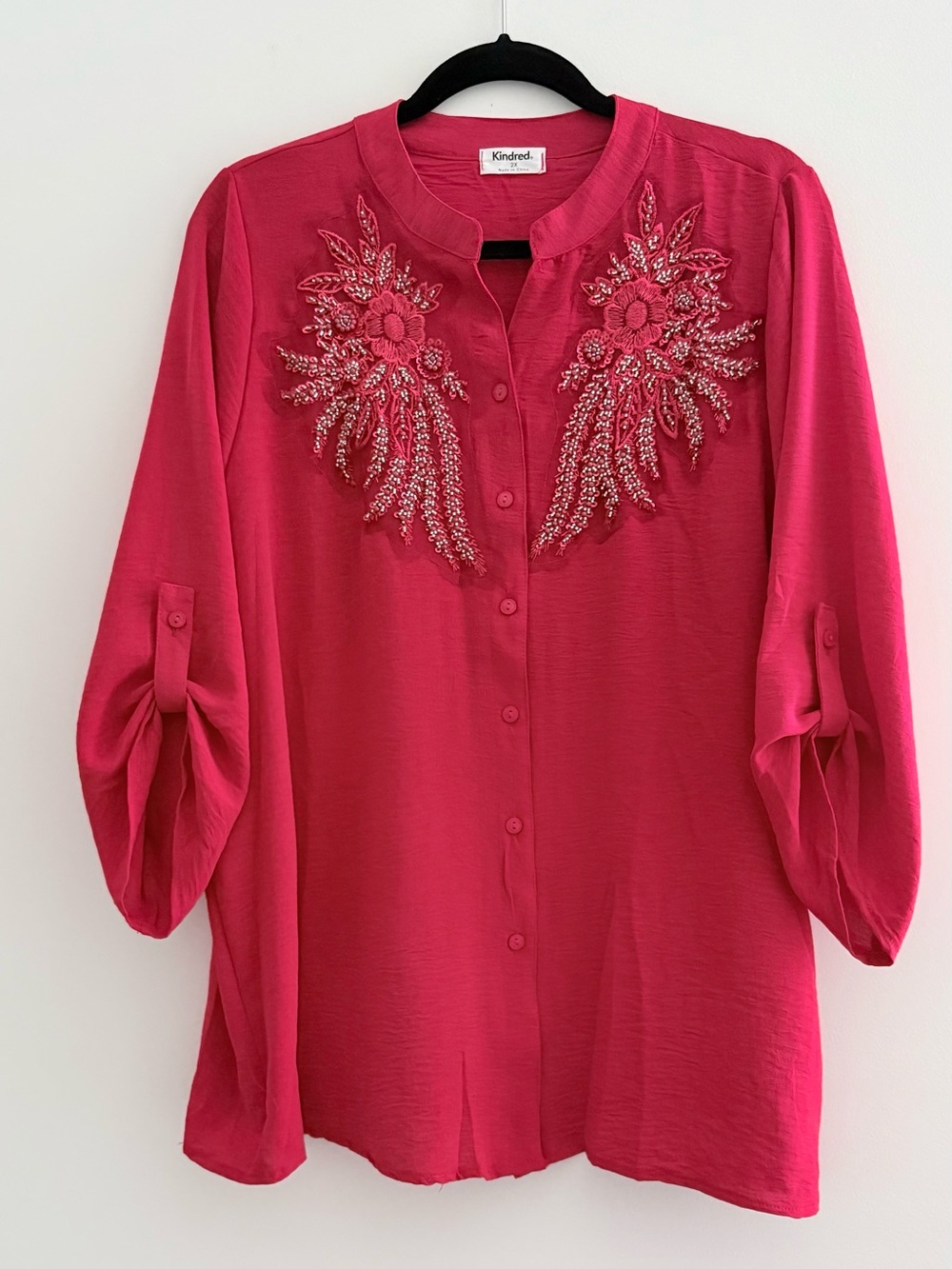 Kindred Red Embellished Button-Down Shirt